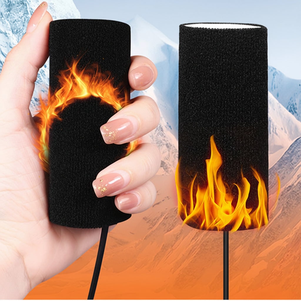 Motorcycle Heated Grips with USB Temperature Control and Non-Slip Fabric Covers