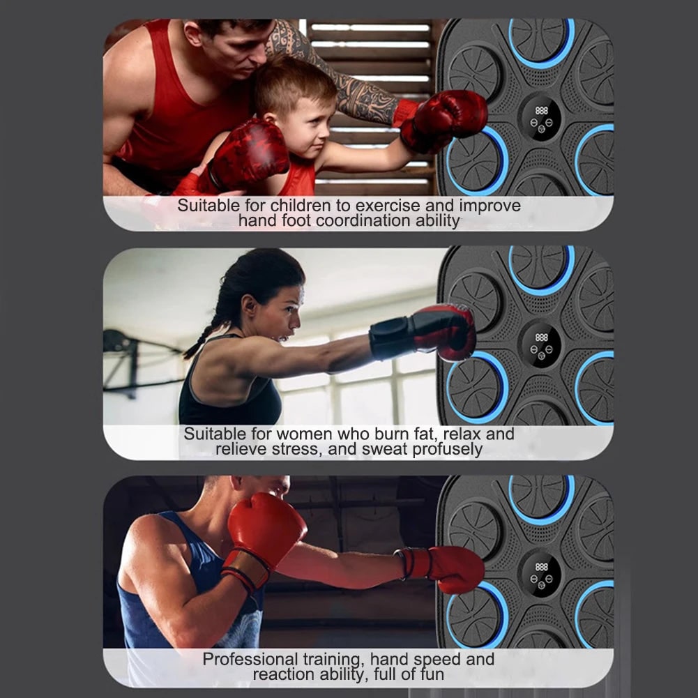 Music Boxing Machine Wall Mounted LED Electronic Wireless 6 Pad Trainer