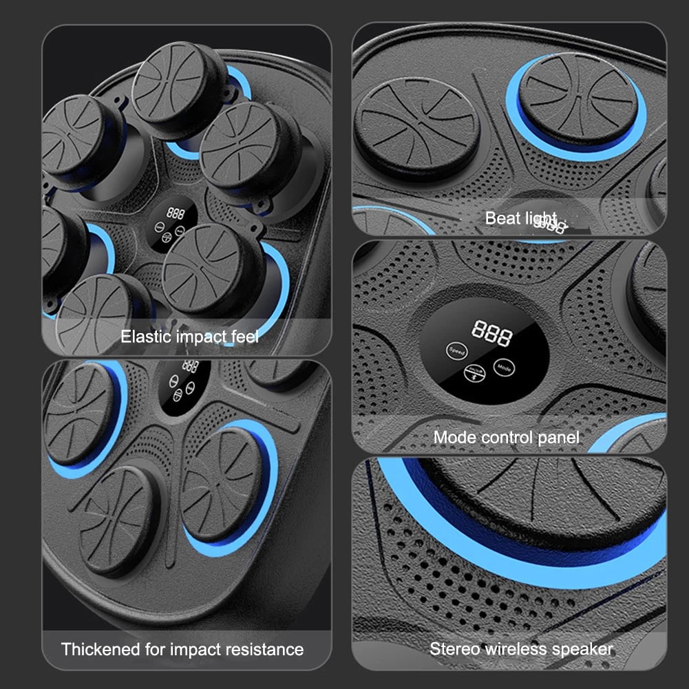 Music Boxing Machine Wall Mounted LED Electronic Wireless 6 Pad Trainer