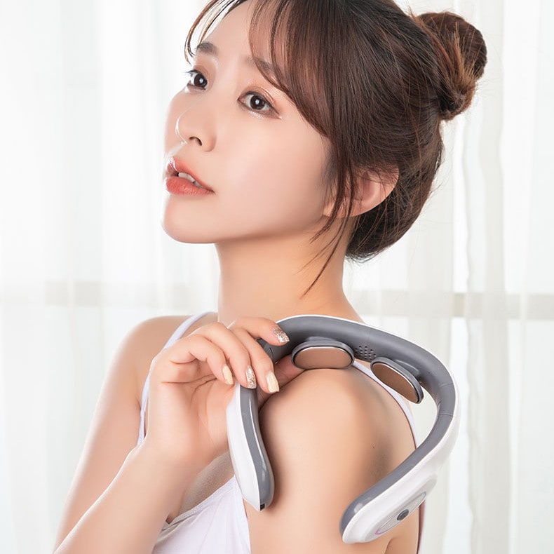Neck Massager for Trapezius Muscle with Heat and Shiatsu Massage Portable Folding Electric Pulse