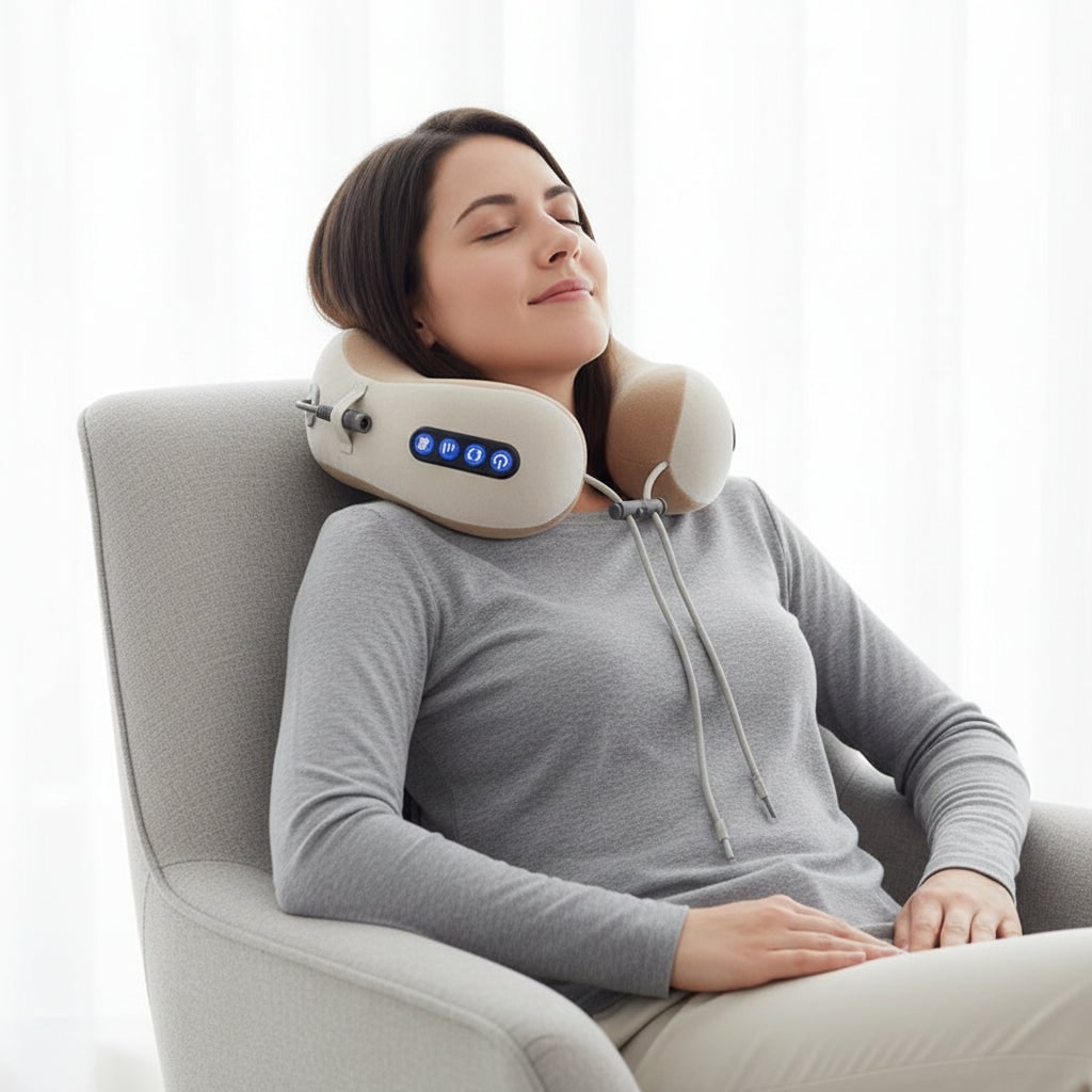 Neck Massager Pillow and Shoulder with Heat Rechargeable U-Shaped Heating Massage