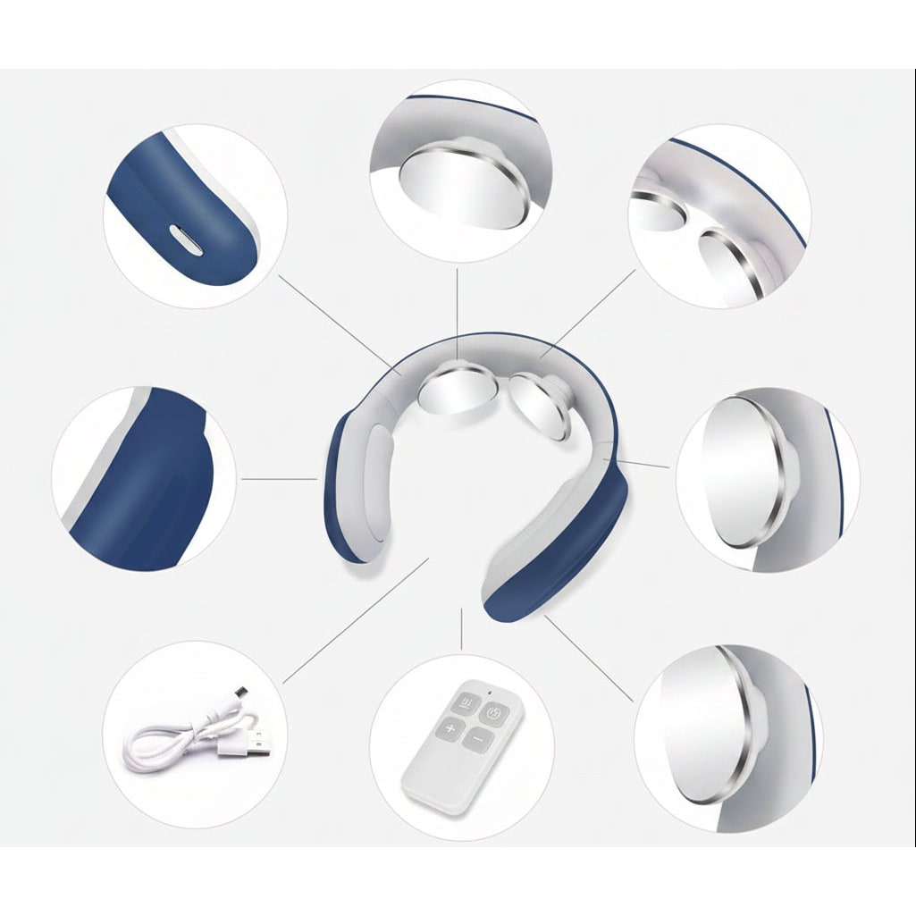 Neck Massager with Heat and Shoulder Trapezius Muscle Relief Wireless Electric Pulse Device
