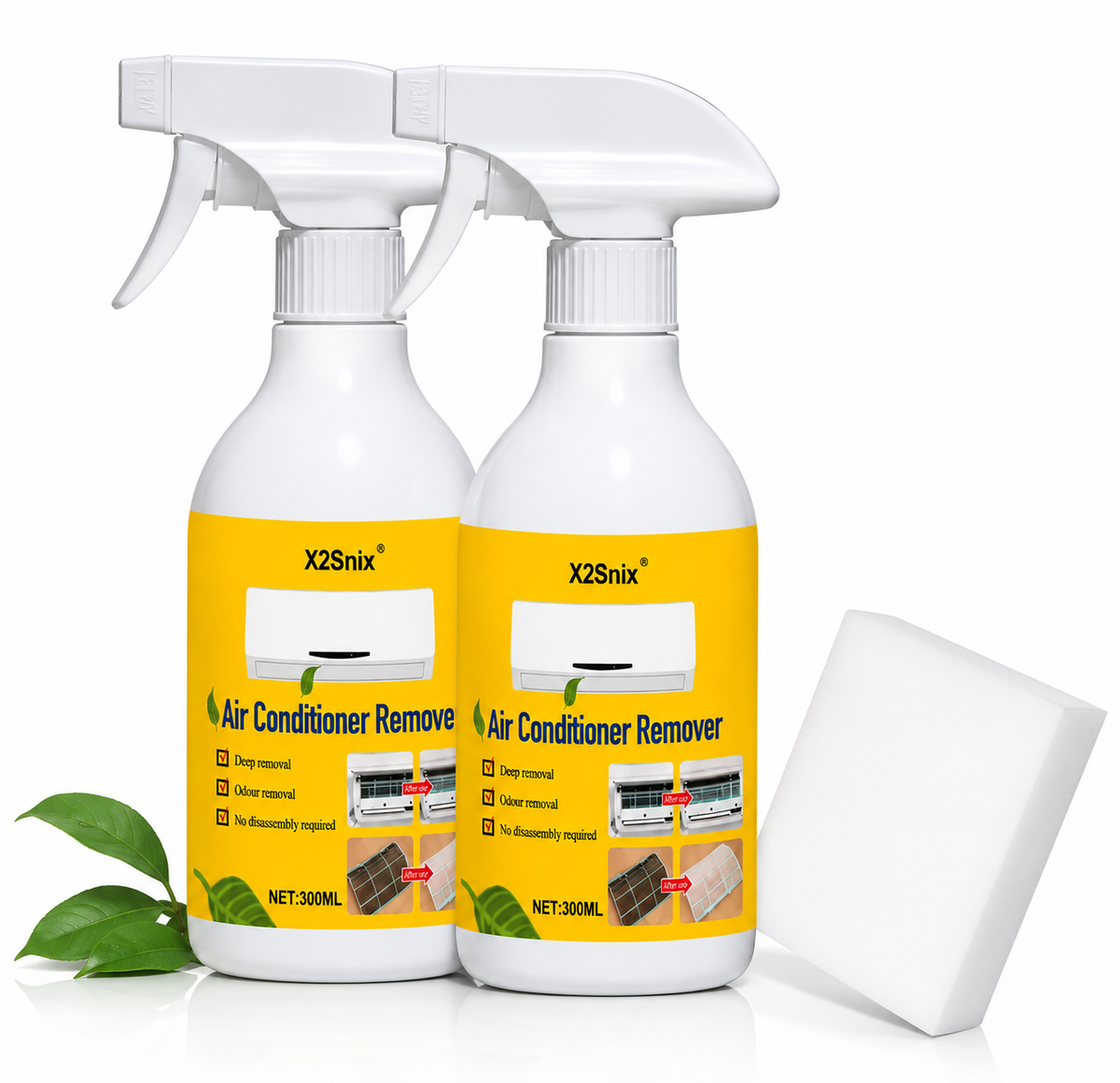 Air Conditioner Cleaning Kit with 2 Cleaner Bottles & Sponge