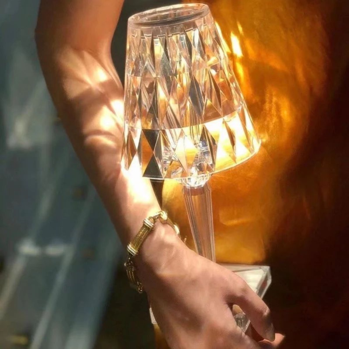 Elegant Crystal Accent Lamp Dimmable Rechargeable Lighting for Home