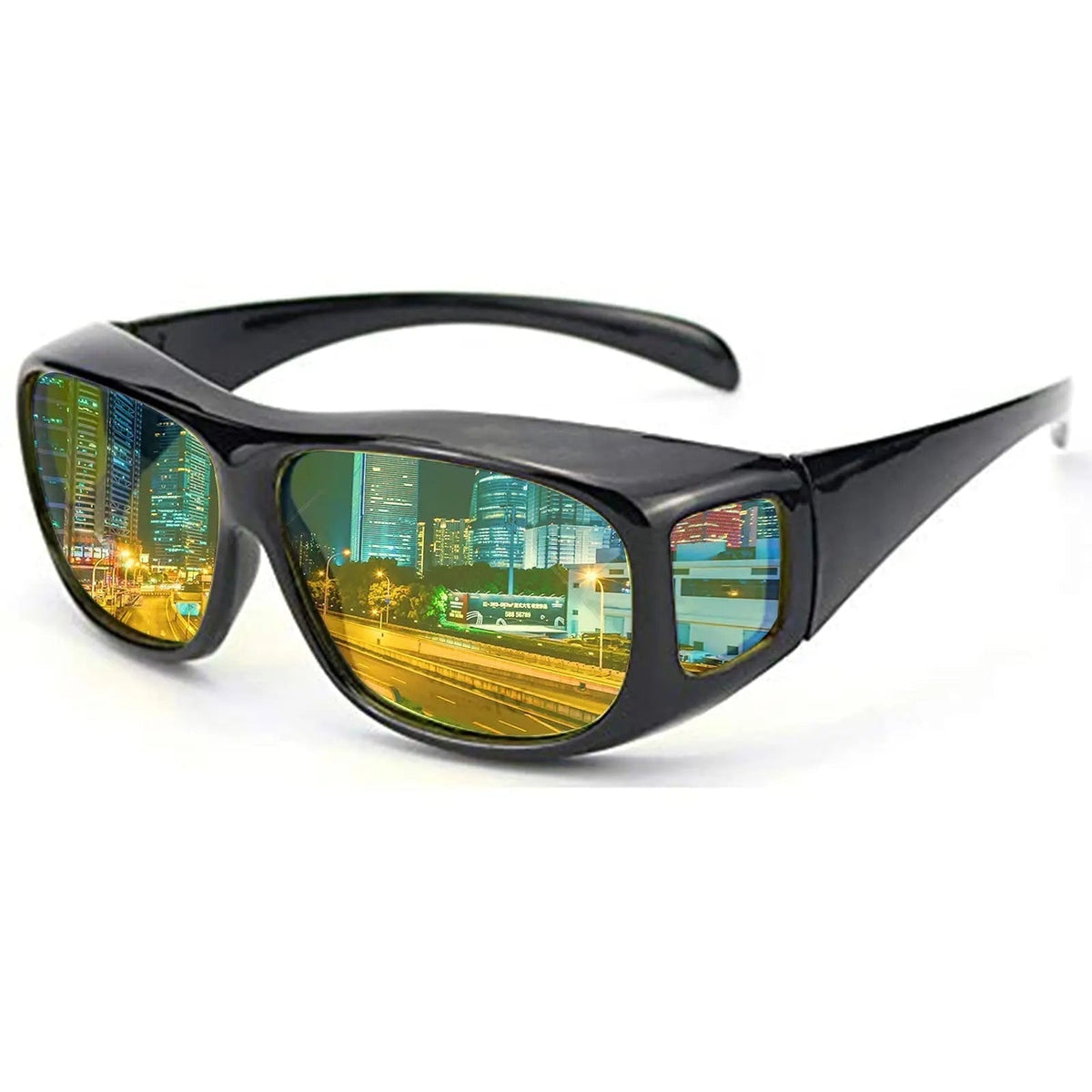 Night Driving Glasses Yellow Polarized Wrap Around Portable Storage Case Over
