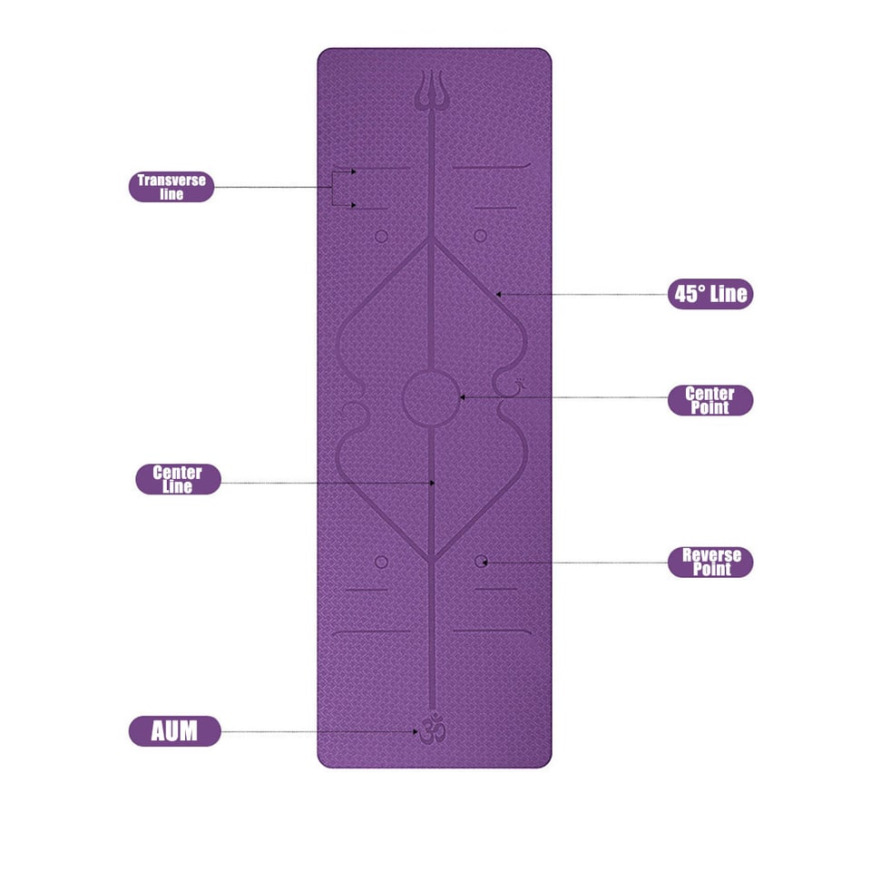 Non Slip Tpe Yoga Mat with Thick Cushioning and Body Alignment Lines for Exercise Foam
