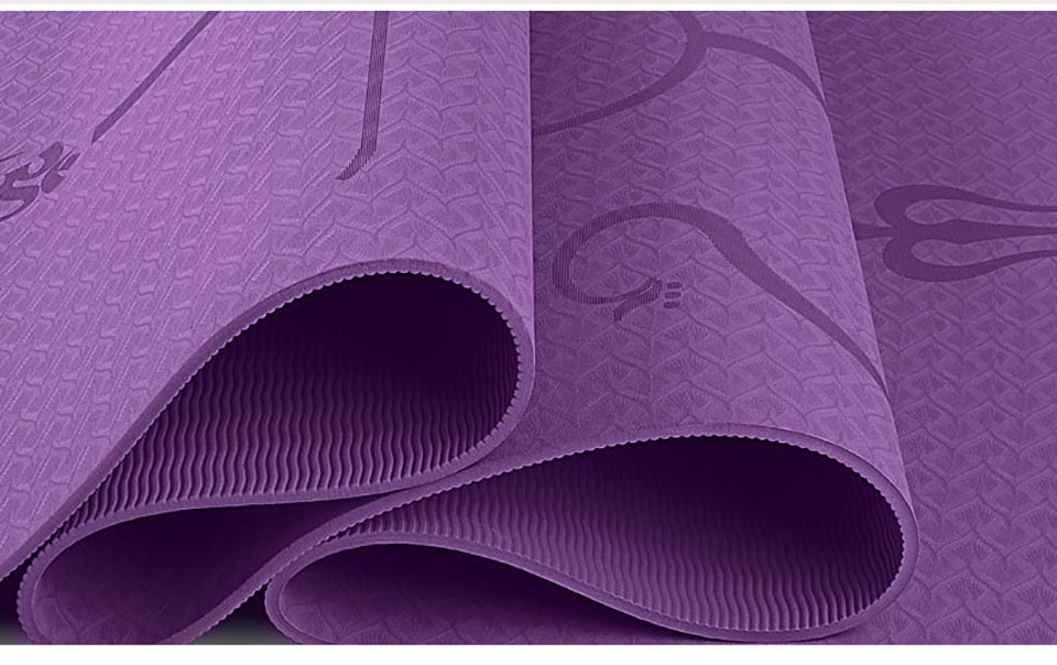 Non Slip Tpe Yoga Mattress with Alignment Lines and Thick 6mm Cushioning for Folding Exercise Mat