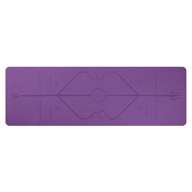 Non Slip Tpe Yoga Mattress with Alignment Lines and Thick 6mm Cushioning for Folding Exercise Mat