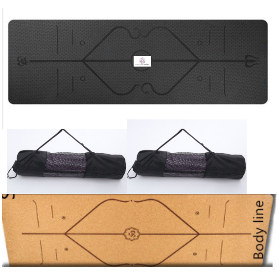 Non Slip Tpe Yoga Mattress with Alignment Lines and Thick 6mm Cushioning for Folding Exercise Mat