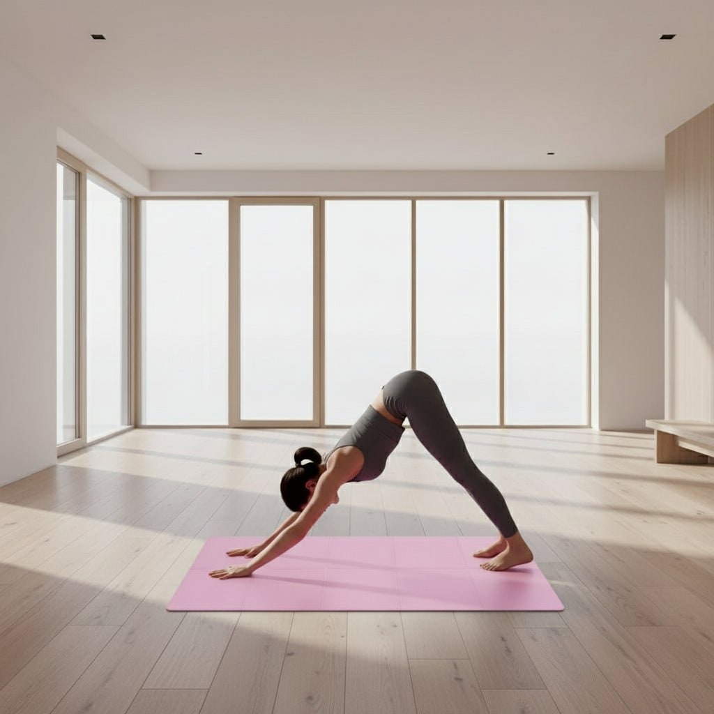Non-Slip Foldable Yoga Mat with Pilates Grid Lines Portable 4mm Eva Foam Lightweight