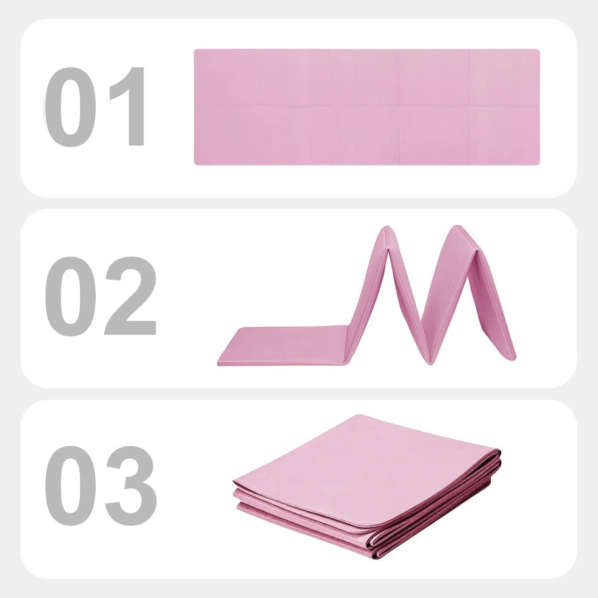 Non-Slip Foldable Yoga Mat with Pilates Grid Lines Portable 4mm Eva Foam Lightweight