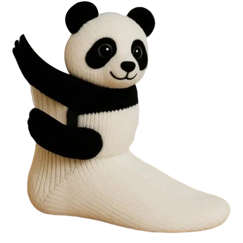 Novelty Socks Animal Crew Length Plush 3D Ribbed Knit Gift Character