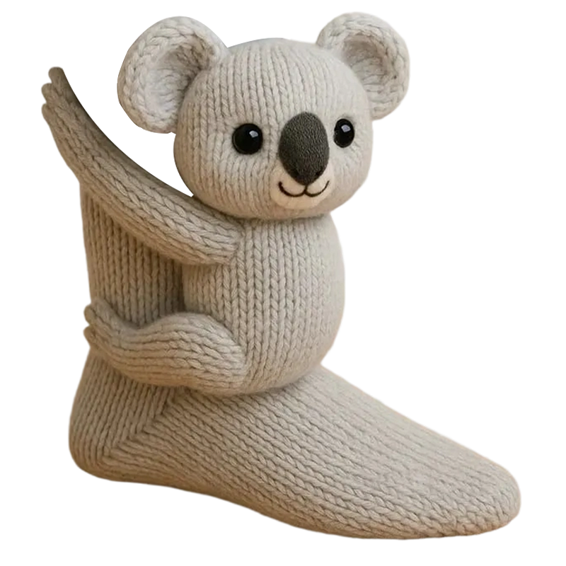 Novelty Socks Animal Crew Length Plush 3D Ribbed Knit Gift Character