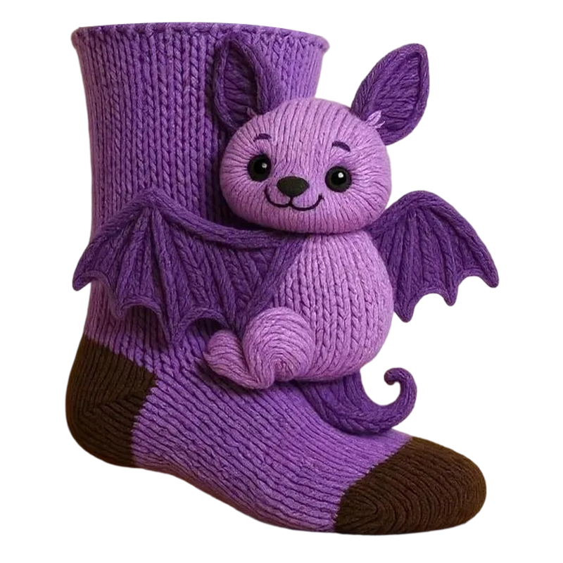 Novelty Socks Animal Crew Length Plush 3D Ribbed Knit Gift Character
