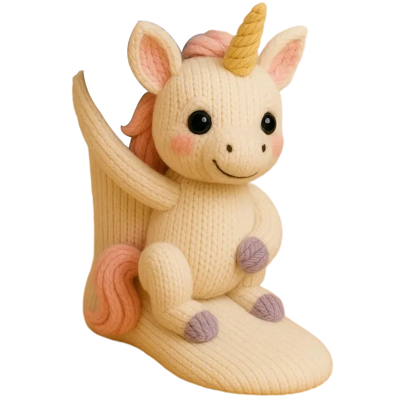 Novelty Socks Animal Crew Length Plush 3D Ribbed Knit Gift Character