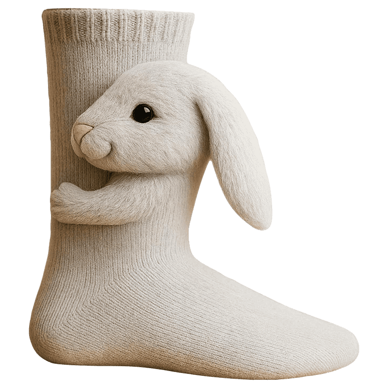 Novelty Socks Animal Crew Length Plush 3D Ribbed Knit Gift Character