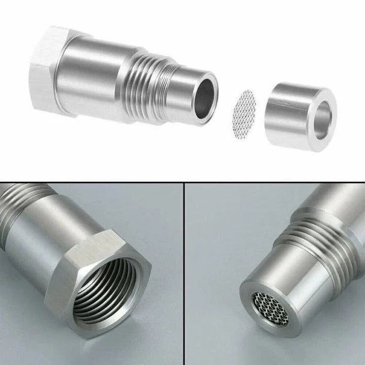 O2 Sensor Spacer with Oxygen Adapter and Built-In Mini Catalytic Converter for Check Engine Light