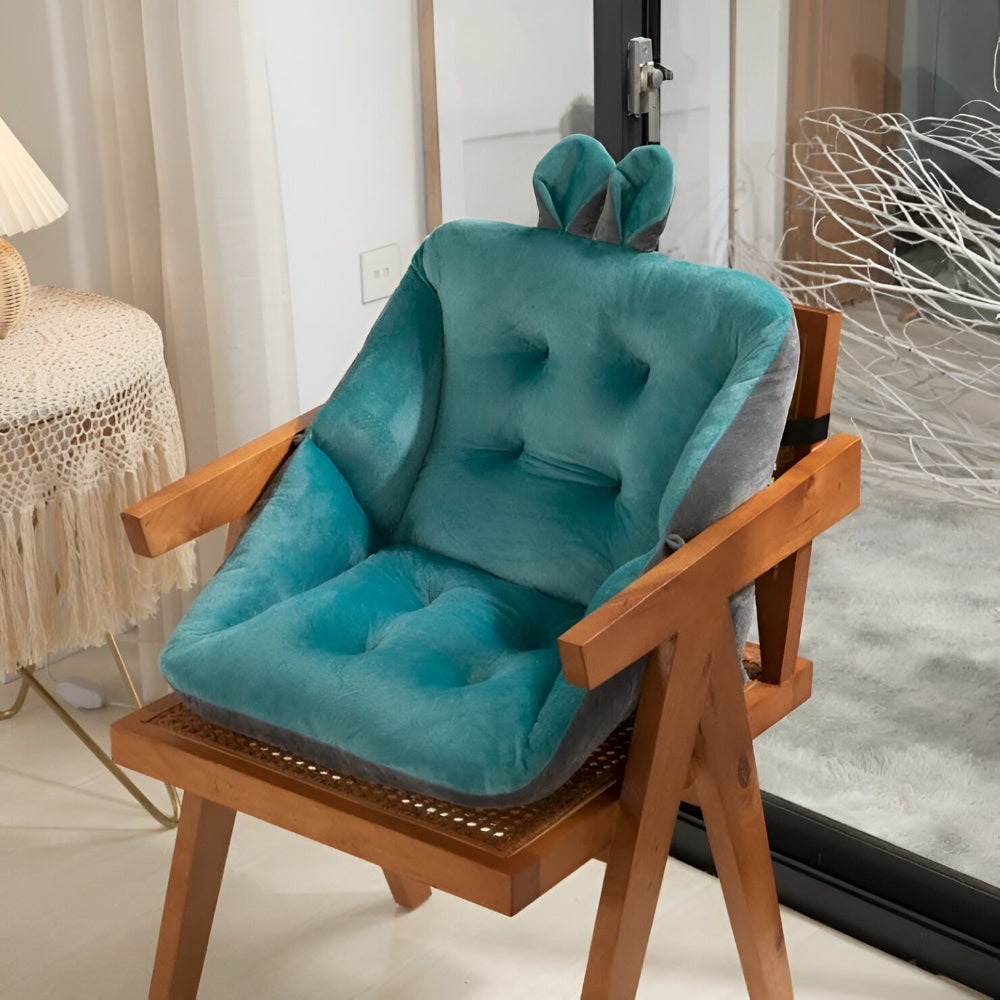 Office Chair Cushion with Backrest Tufted Plush Velvet Seat