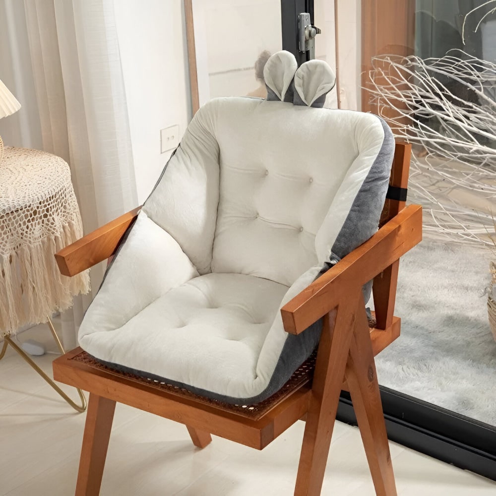 Office Chair Cushion with Backrest Tufted Plush Velvet Seat