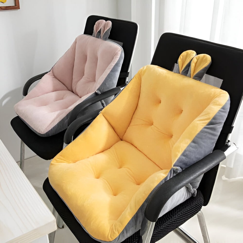 Office Chair Cushion with Backrest Tufted Plush Velvet Seat