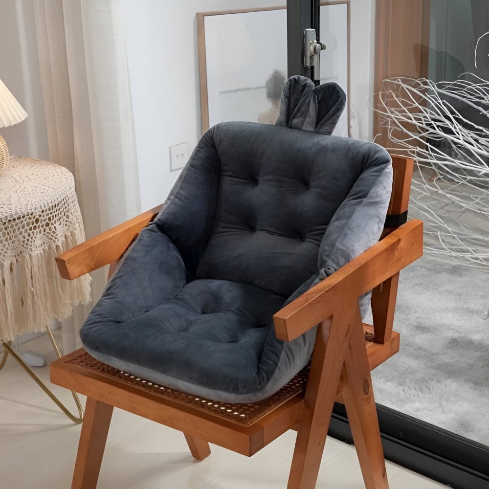 Office Chair Cushion with Backrest Tufted Plush Velvet Seat