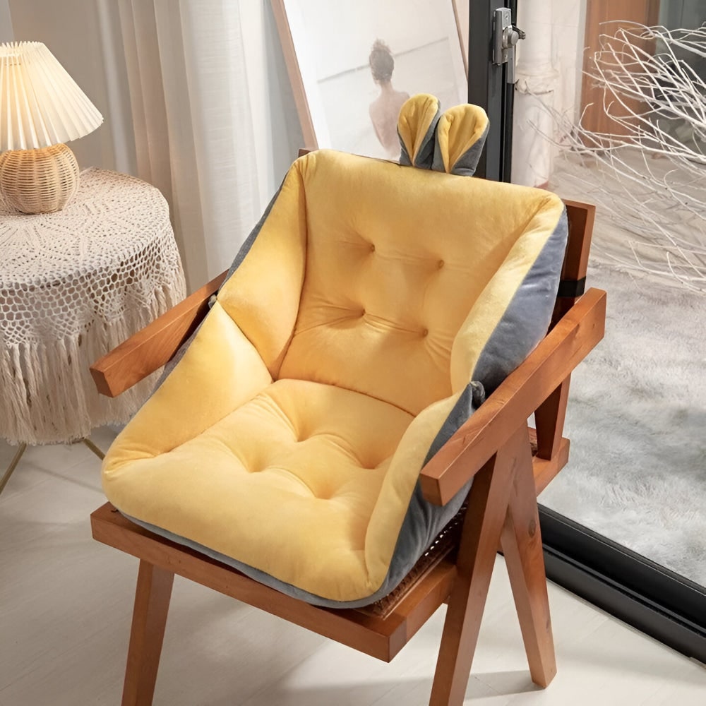 Office Chair Cushion with Backrest Tufted Plush Velvet Seat
