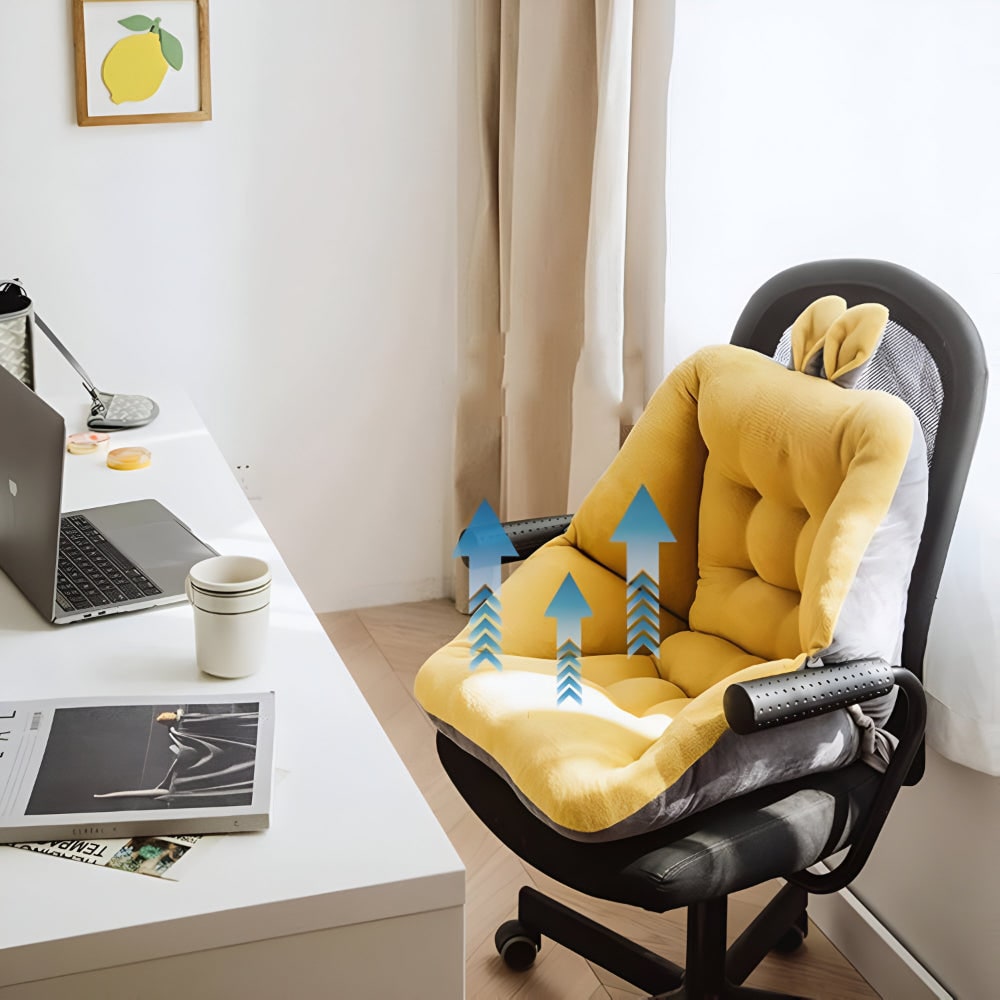 Office Chair Cushion with Backrest Tufted Plush Velvet Seat