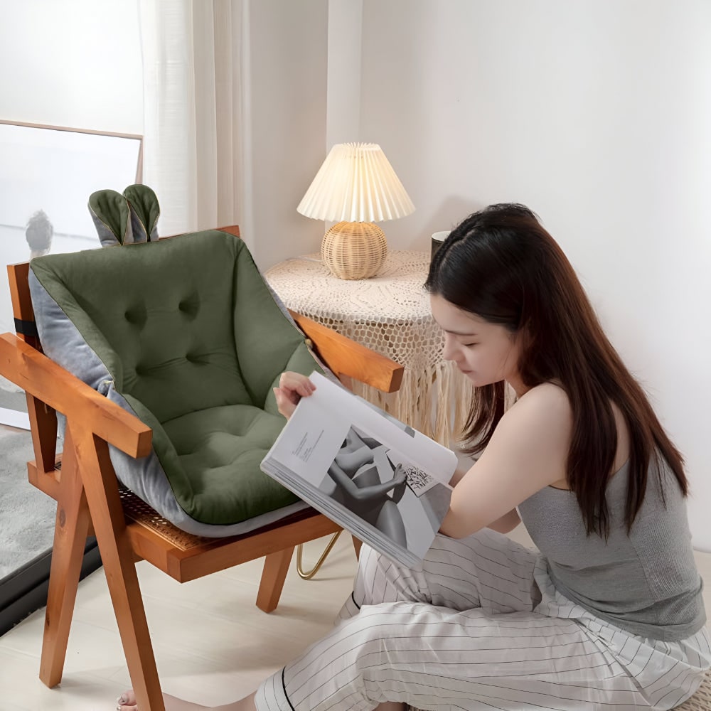 Office Chair Cushion with Backrest Tufted Plush Velvet Seat