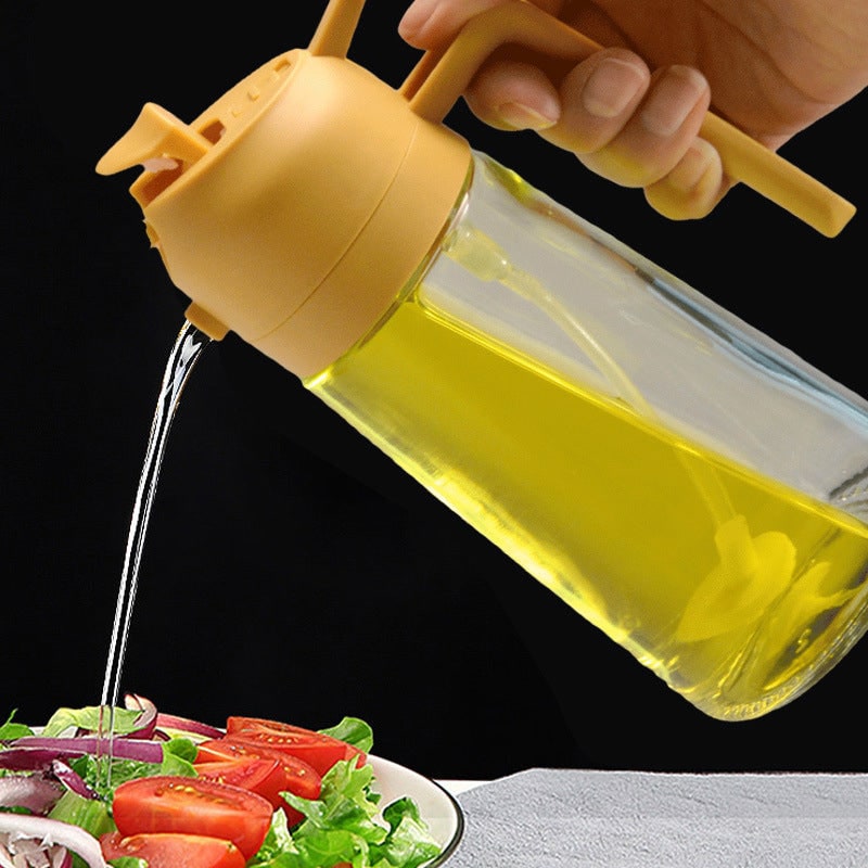 Oil Olive Sprayer Dispenser with Glass Bottle and Flip-Top Pouring Spout And Vinegar