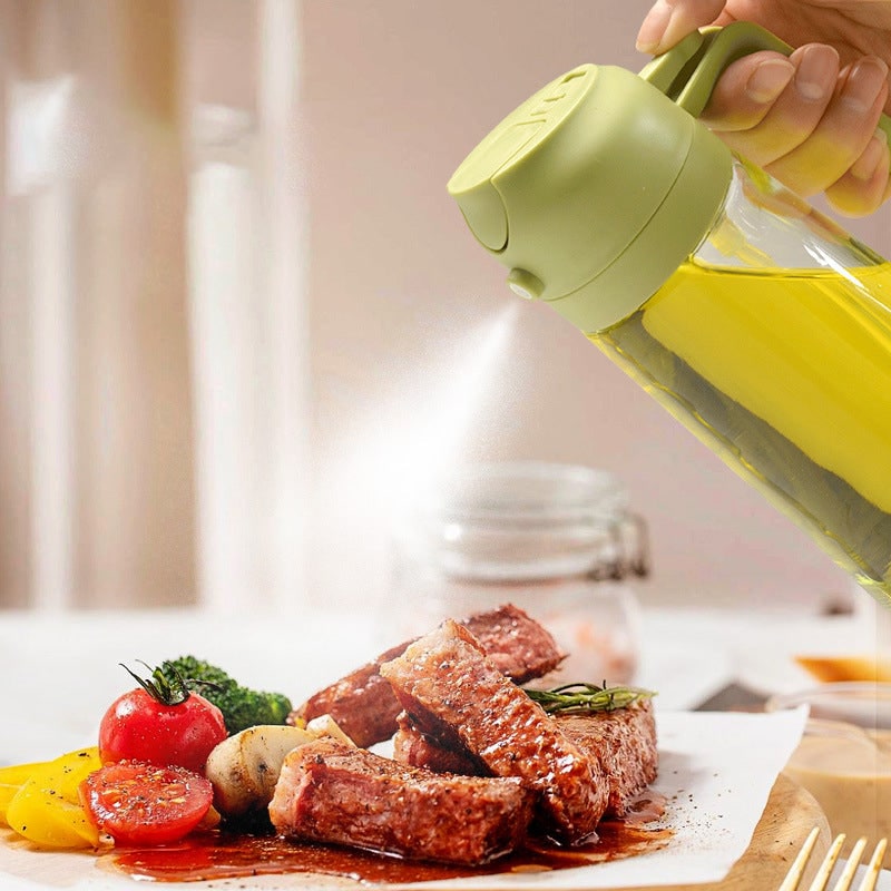 Oil Olive Sprayer Dispenser with Glass Bottle and Flip-Top Pouring Spout And Vinegar