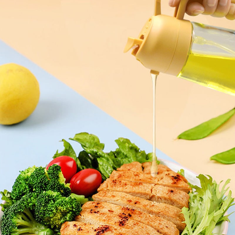 Oil Olive Sprayer Dispenser with Glass Bottle and Flip-Top Pouring Spout And Vinegar