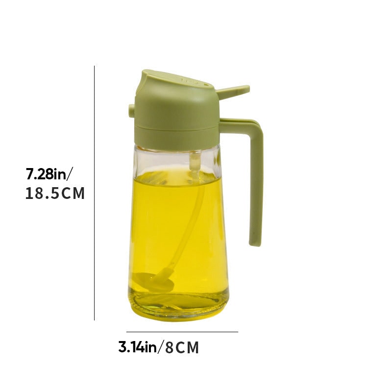 Olive Oil Dispenser Bottle with Glass Sprayer and Dual-Function Pour Spout Avocado