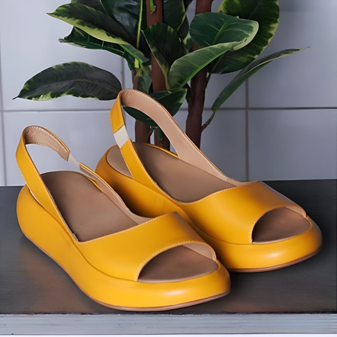Open Toe Slingback Sandals for Women with Cushioned Platform and Slip-On Design