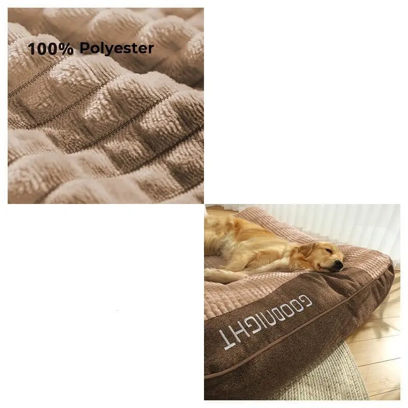 Orthopedic Large Dog Bed with Bolster Padded Waffle Plush Top and Machine Washable Cover