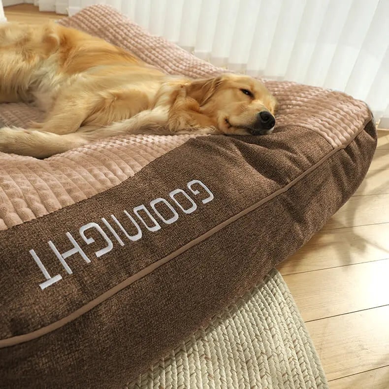 Orthopedic Large Dog Bed with Bolster Padded Waffle Plush Top and Machine Washable Cover