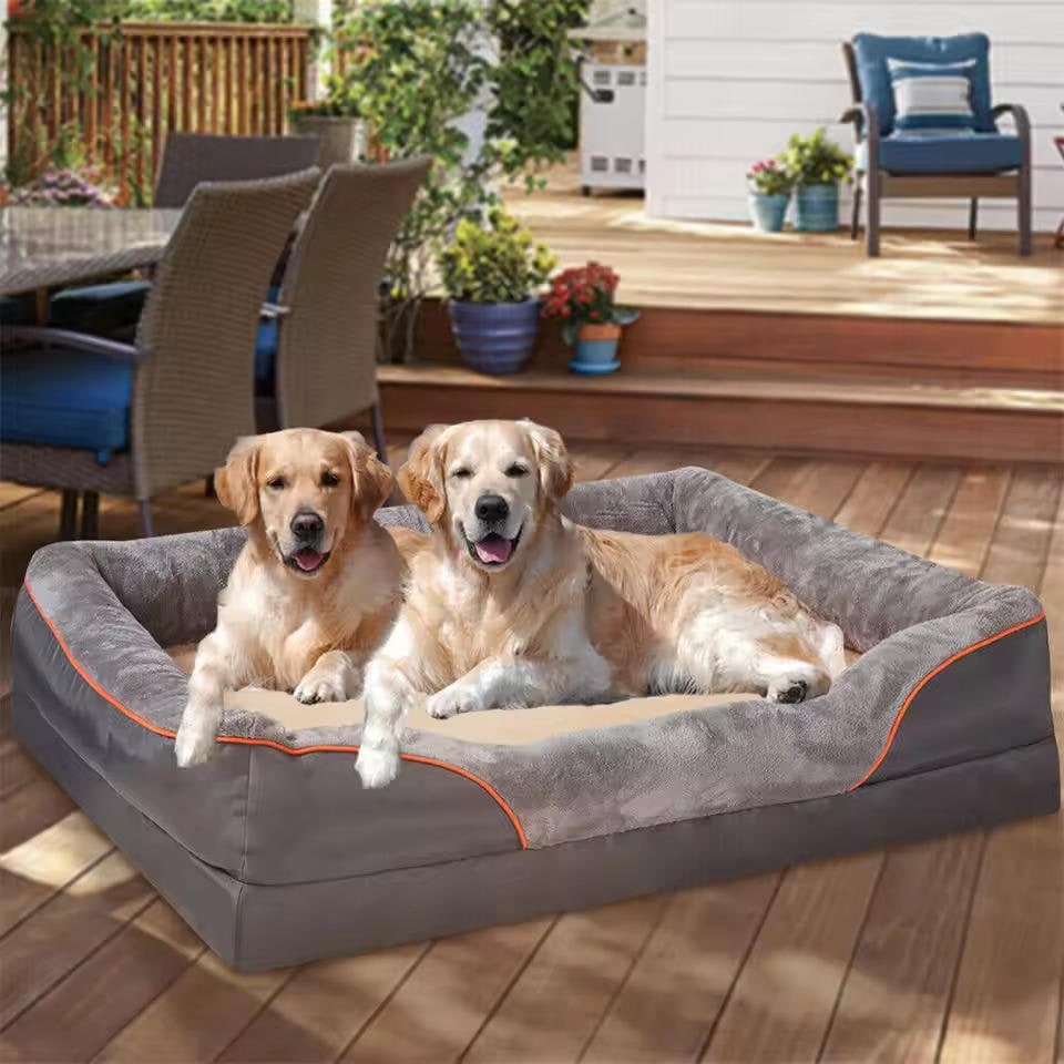 Orthopedic Dog Bed with Bolster Washable Memory Foam Cover and Raised Edges X Large