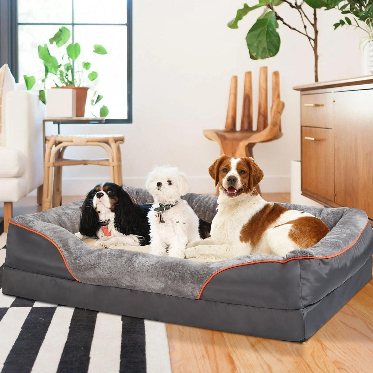 Orthopedic Dog Bed with Bolster Washable Memory Foam Cover and Raised Edges X Large