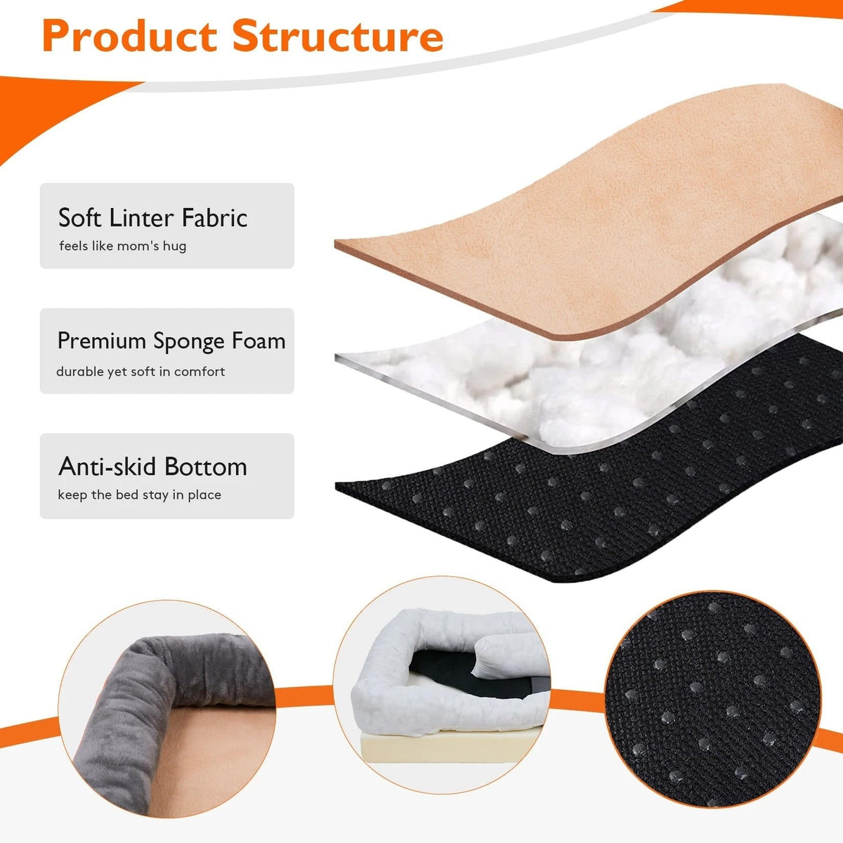 Orthopedic Dog Bed with Bolster Washable Memory Foam Cover and Raised Edges X Large