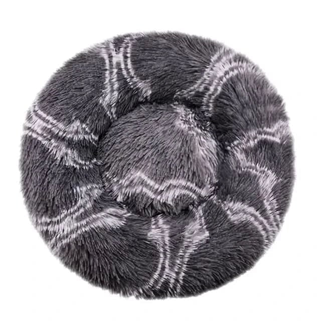 Orthopedic Donut Plush Dog Bed with Bolster and Faux Fur Shaggy Cushion