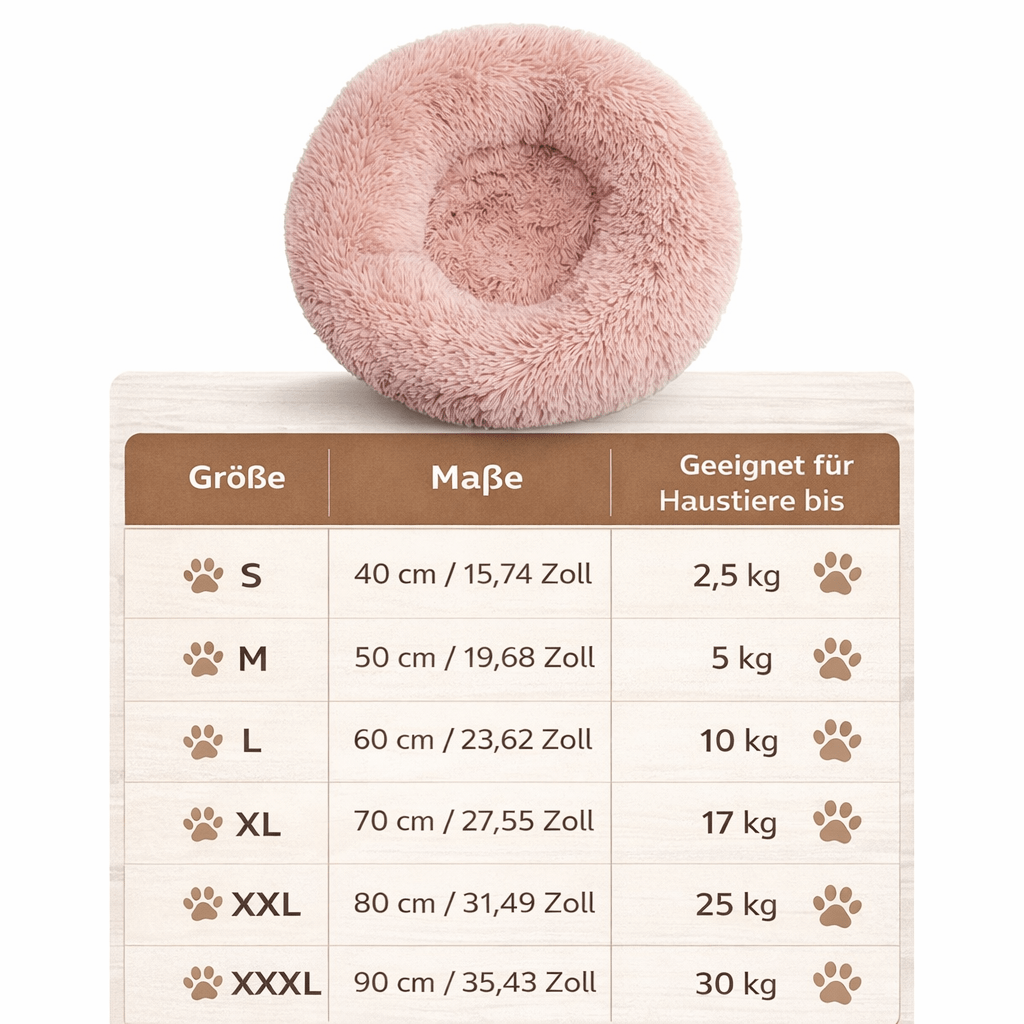 Orthopedic Donut Plush Dog Bed with Bolster and Faux Fur Shaggy Cushion