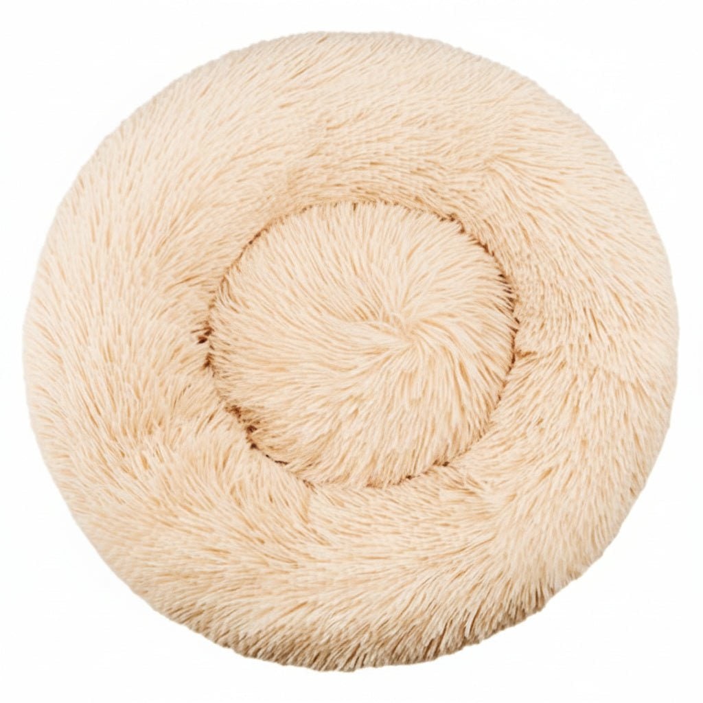 Orthopedic Donut Plush Dog Bed with Bolster and Faux Fur Shaggy Cushion