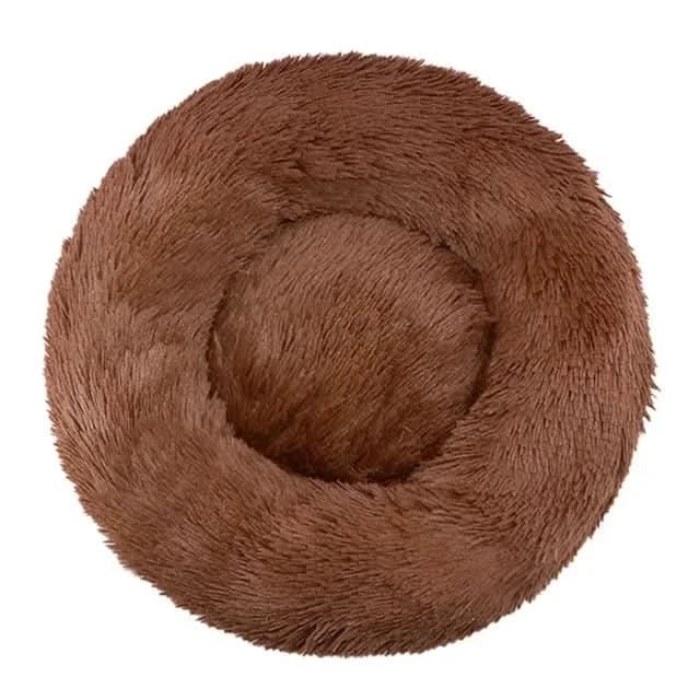 Orthopedic Donut Plush Dog Bed with Bolster and Faux Fur Shaggy Cushion