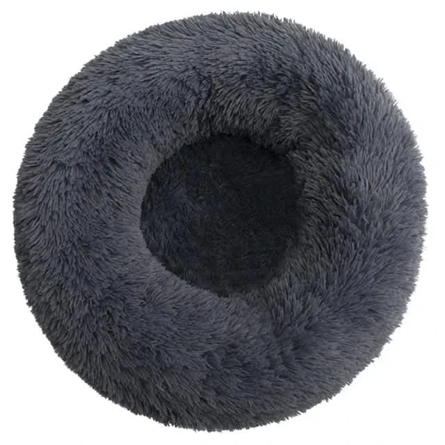 Orthopedic Donut Plush Dog Bed with Bolster and Faux Fur Shaggy Cushion
