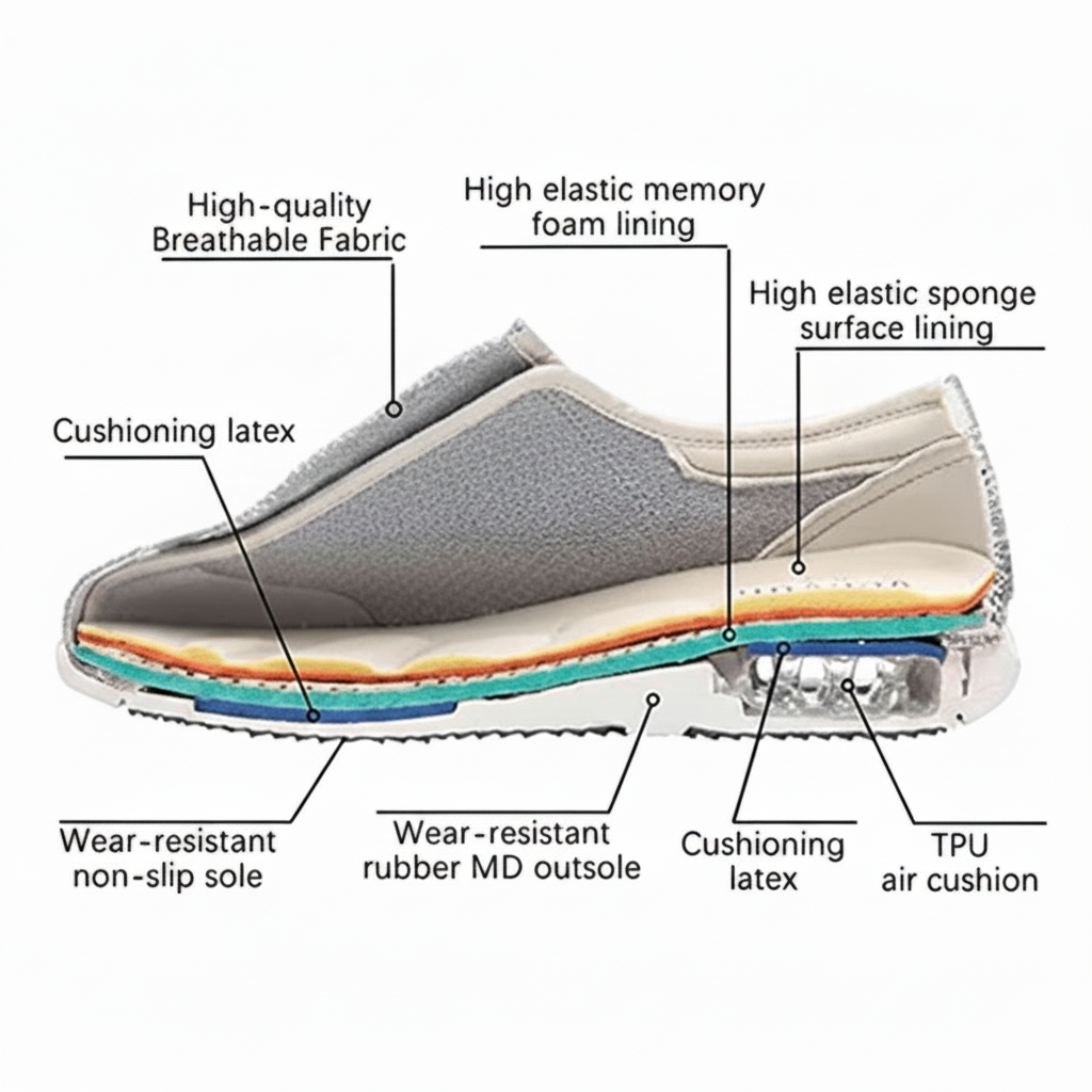 Orthopedic Shoes Slip Extra Wide Breathable Mesh Cushioned Insole Non Diabetic
