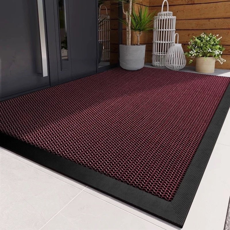 Outdoor Doormat with Heavy Duty Rubber Border and Non-Slip Entrance Mat Design