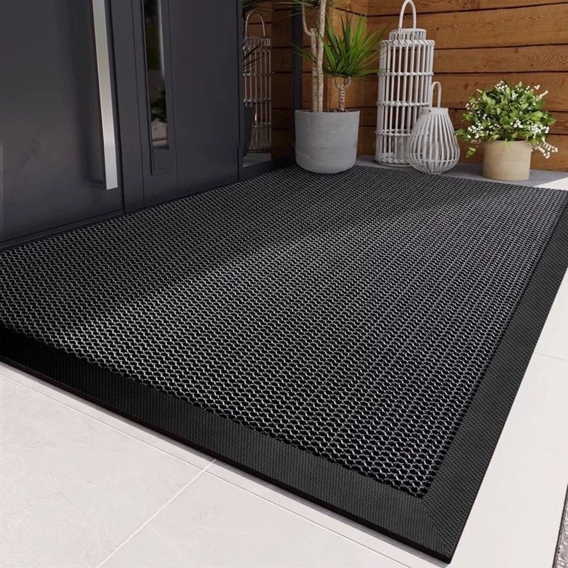 Outdoor Doormat with Heavy Duty Rubber Border and Non-Slip Entrance Mat Design