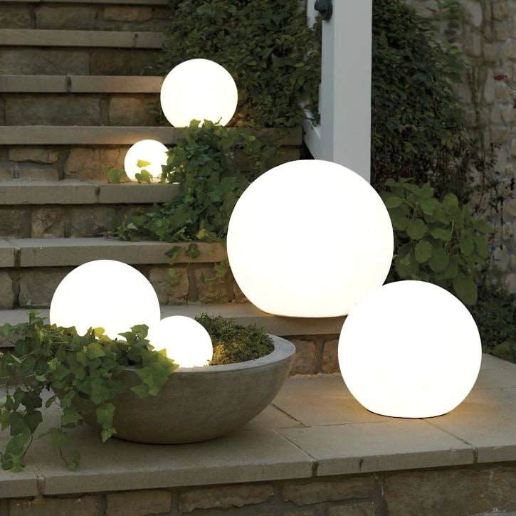 Outdoor Lights Globe Frosted Portable Cordless Garden Weather Resistant