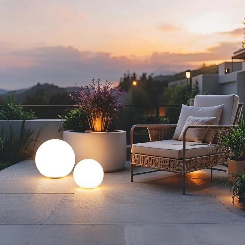 Outdoor Lights Globe Frosted Portable Cordless Garden Weather Resistant