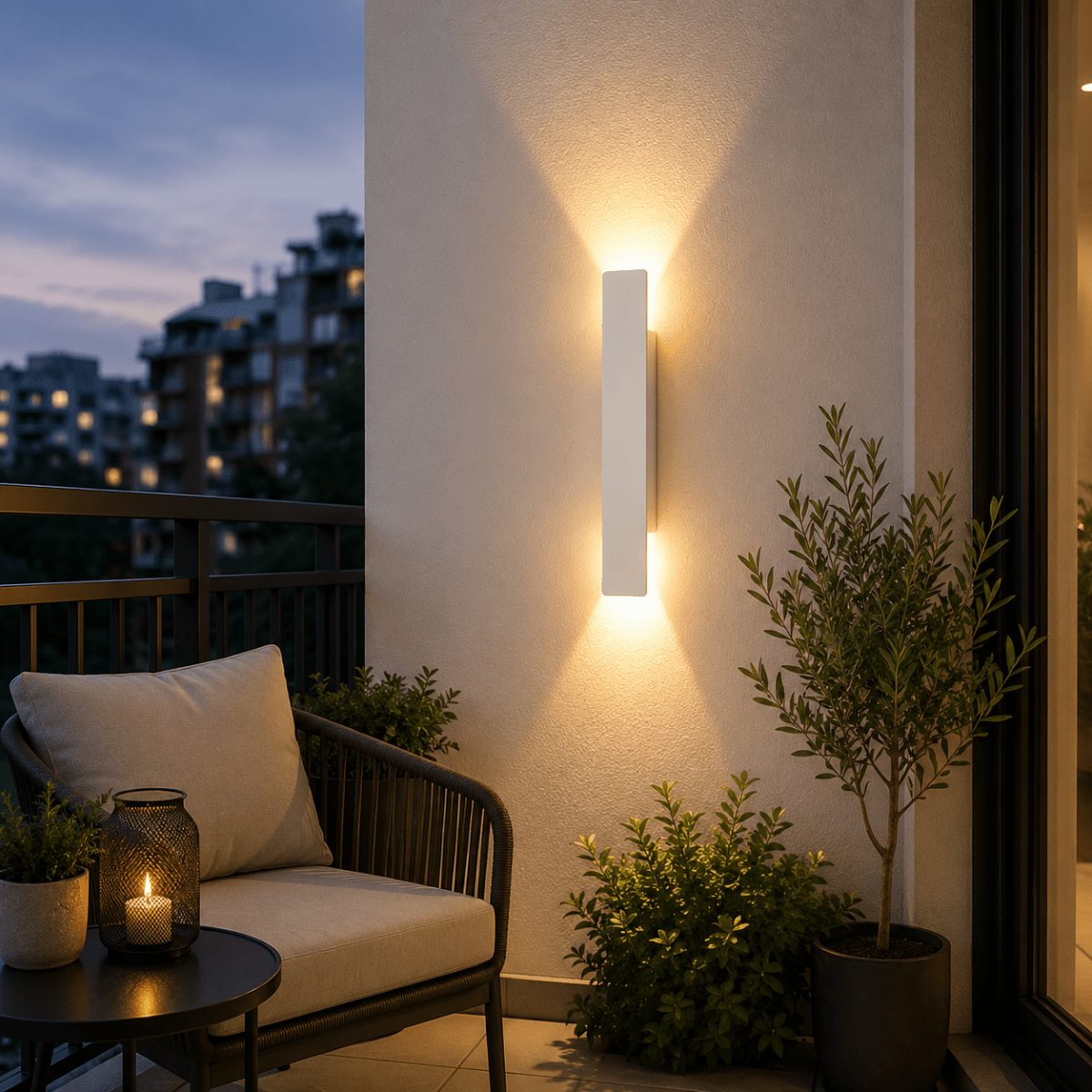 Outdoor Wall Sconce and Light with LED Up Down Lighting and Modern Rectangular Design