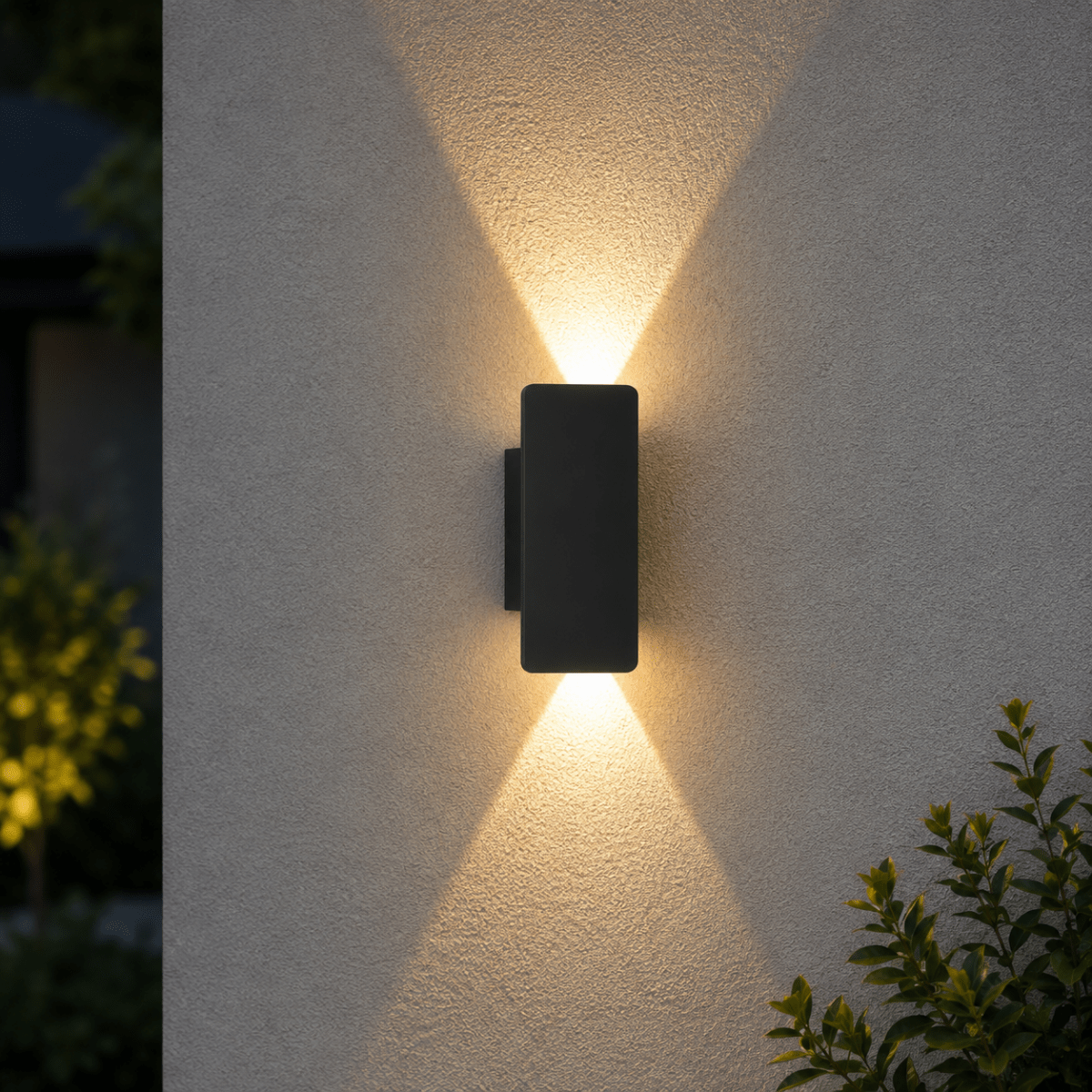 Outdoor Wall Sconce and Light with LED Up Down Lighting and Modern Rectangular Design